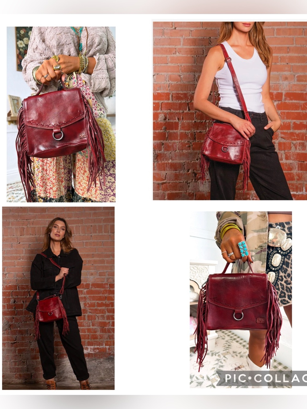 NWT Bed Stu Fringe Leather Hidden Crossbody Bag Handbag Cherry Lacquer MSRP $249 - Picture 14 of 14